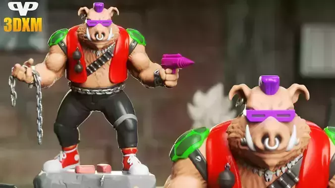 TMNT Bebop STL for 3D Printing ChibiSTL 3DXM