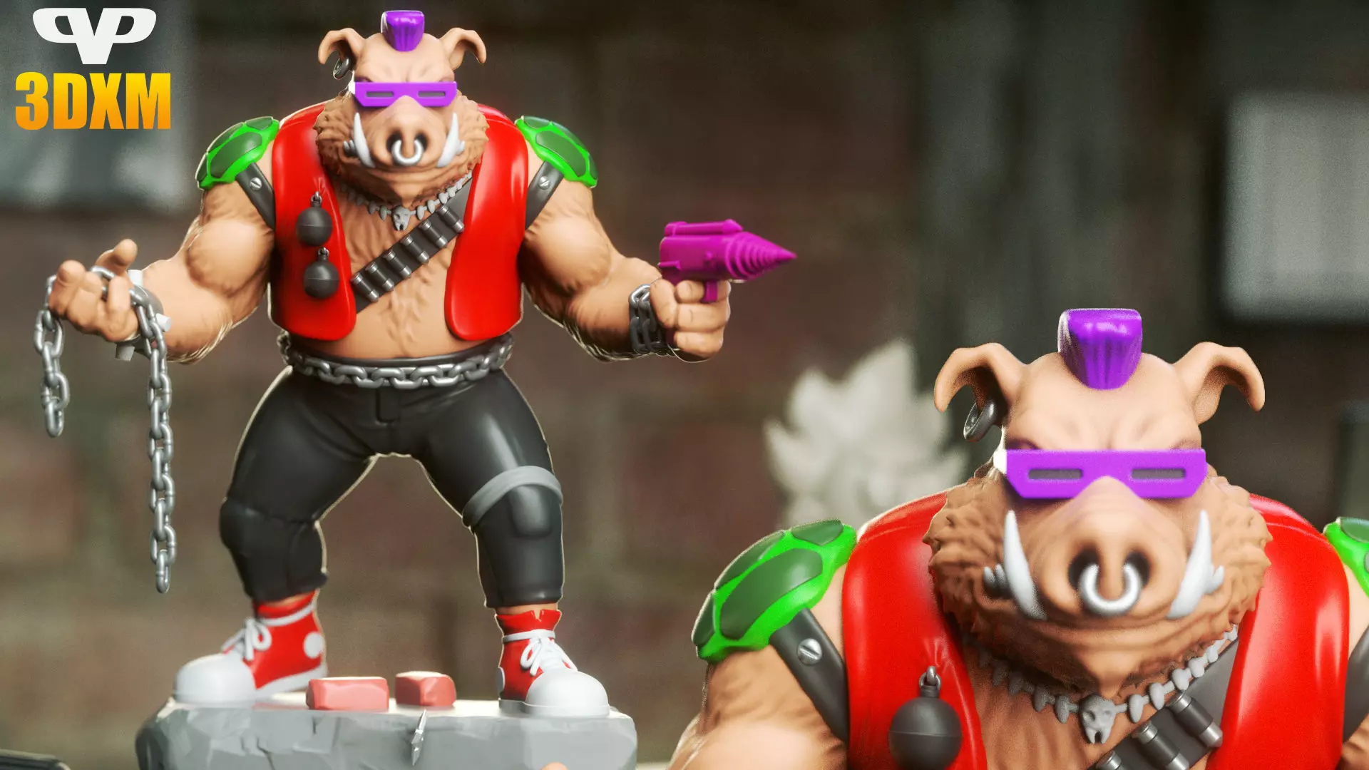 TMNT Bebop STL for 3D Printing ChibiSTL 3DXM 3D print model_0