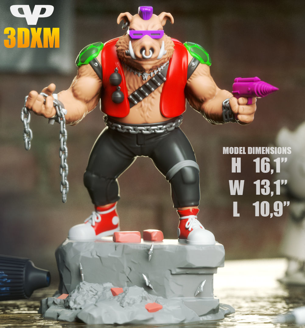 TMNT Bebop STL for 3D Printing ChibiSTL 3DXM 3D print model_2