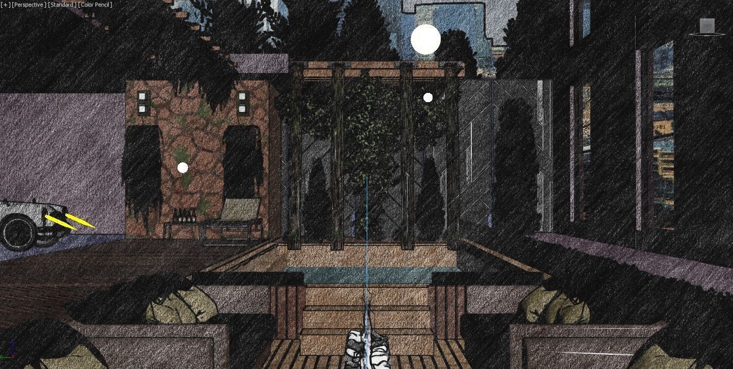 Modern Backyard Landscape Design Realistic Render - 2022 3D model_1