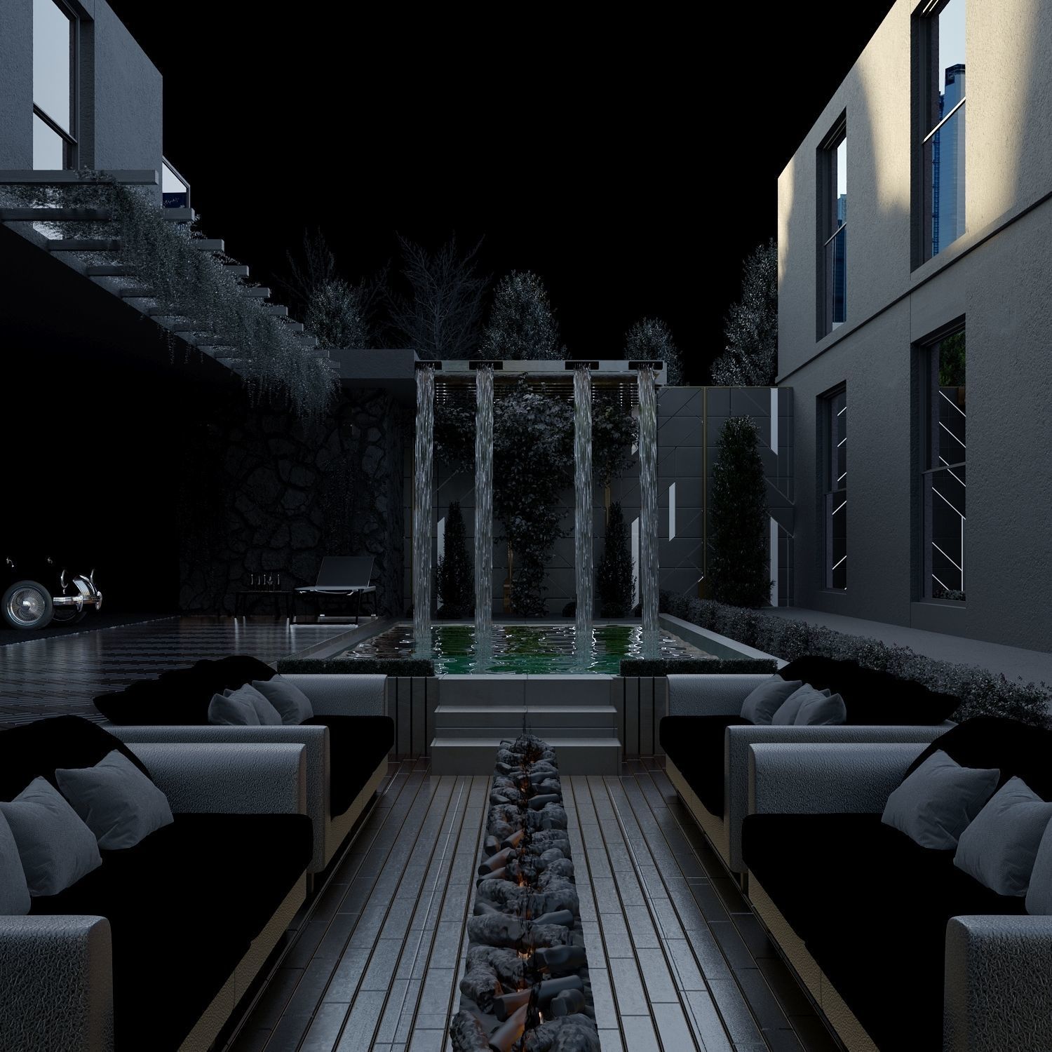 Modern Backyard Landscape Design Realistic Render - 2022 3D model_4