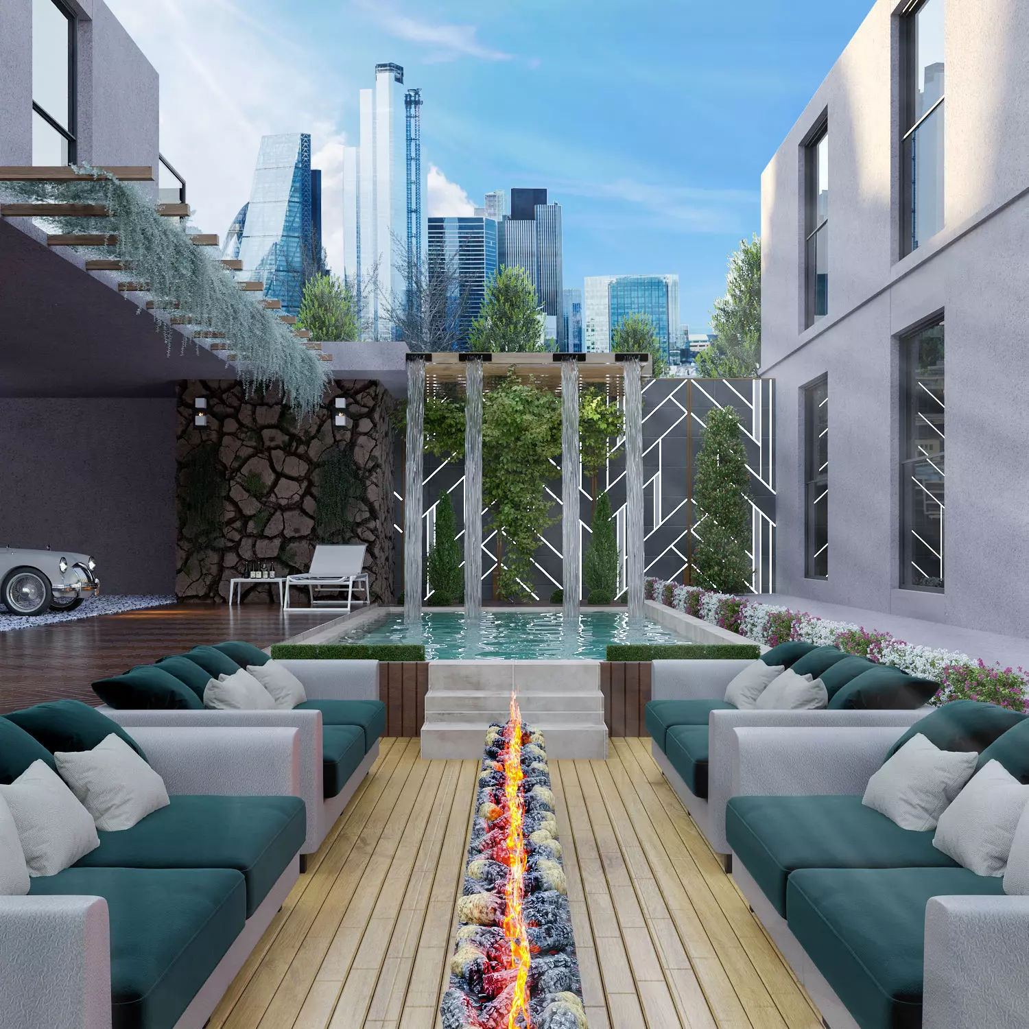 Modern Backyard Landscape Design Realistic Render - 2022 3D model_0