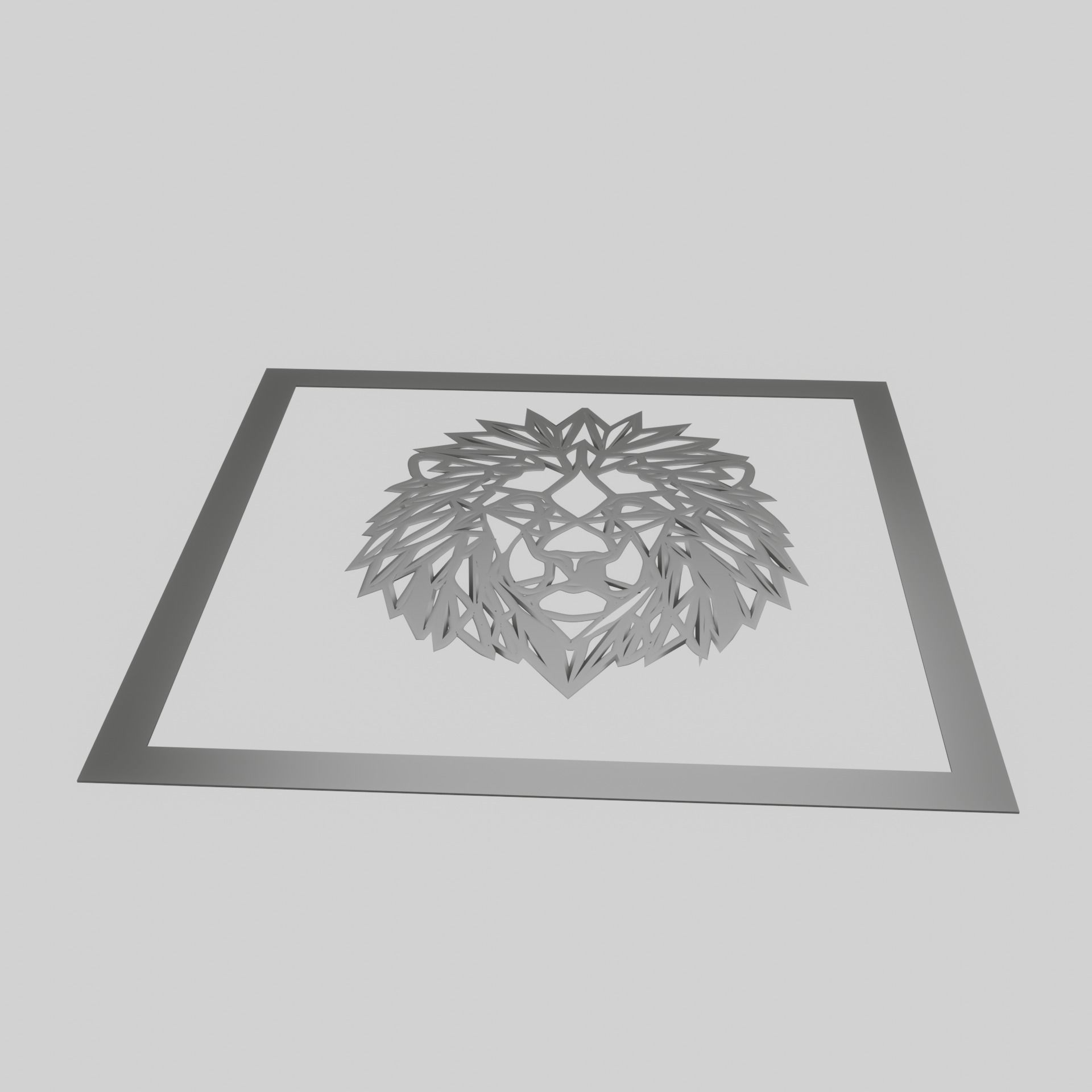 Geometrical Lion Wall Deco 3D print model_1