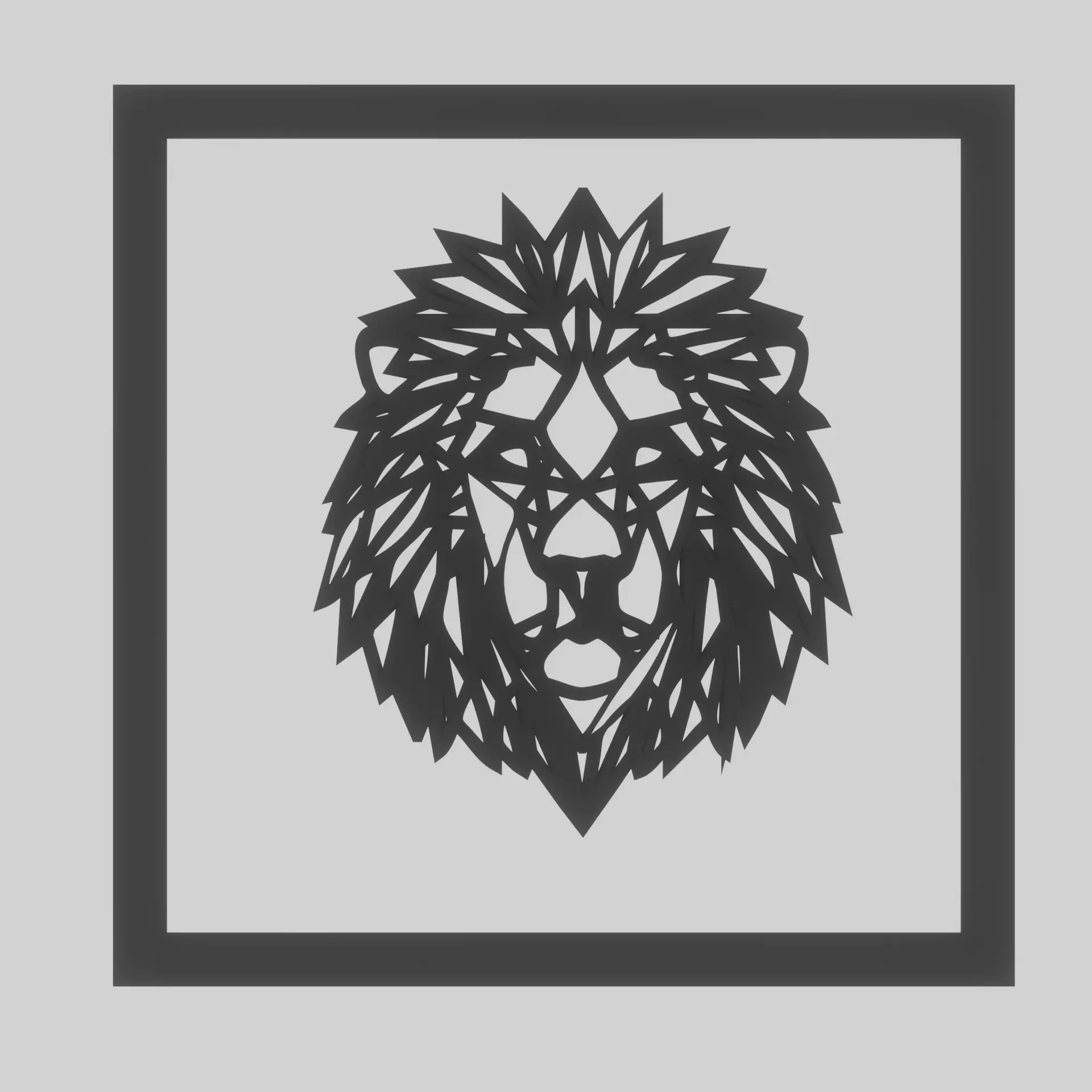 Geometrical Lion Wall Deco 3D print model_0