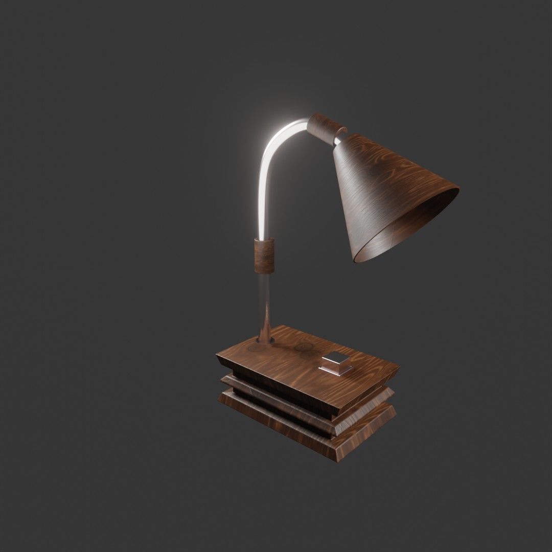 Vintage Wooden Table Lamp  Free 3D model_1