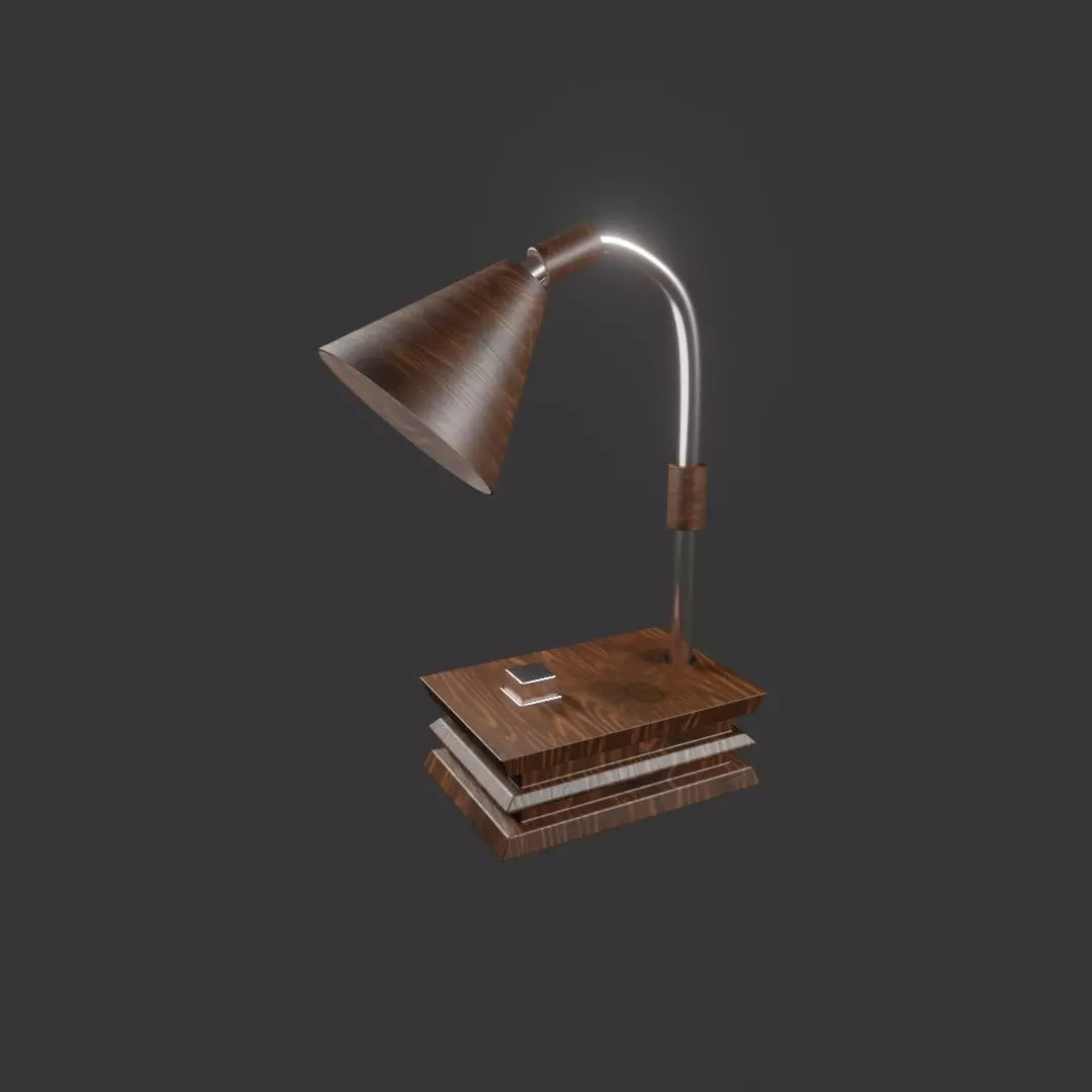 Vintage Wooden Table Lamp  Free 3D model_0