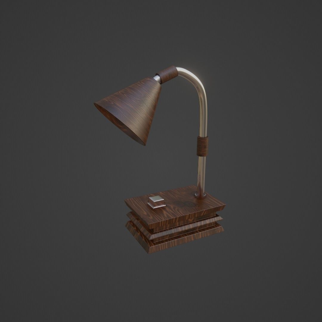 Vintage Wooden Table Lamp  Free 3D model_2