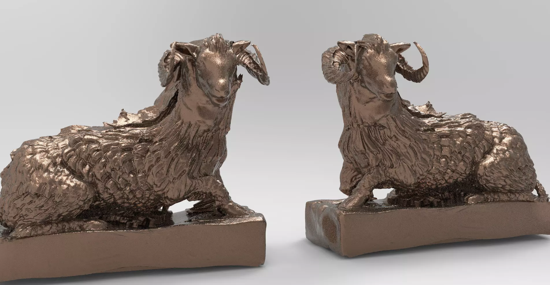 Sheep Statue 2 designs Mirrored 3D model_0