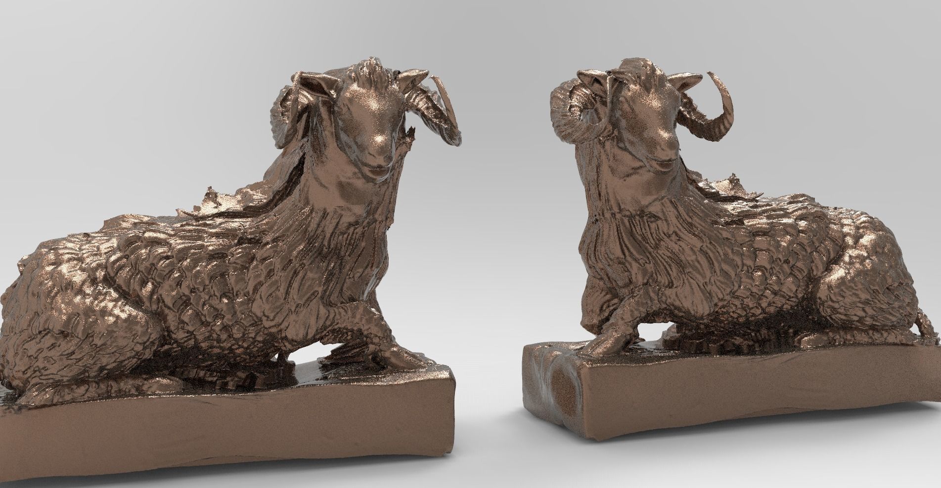 Sheep Statue 2 designs Mirrored 3D model_1