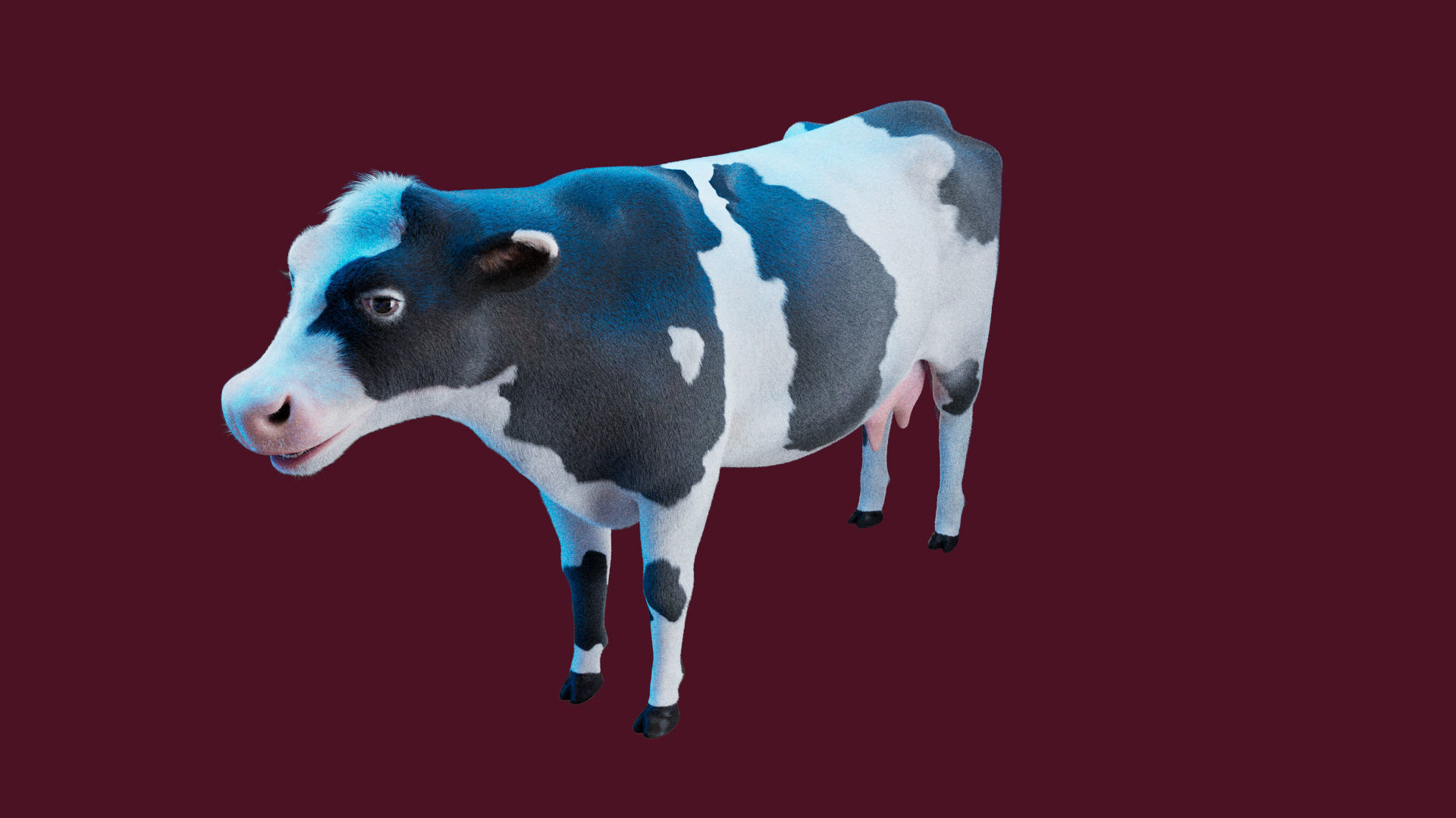 Cow Rigged Fur 3D model 3D model_10
