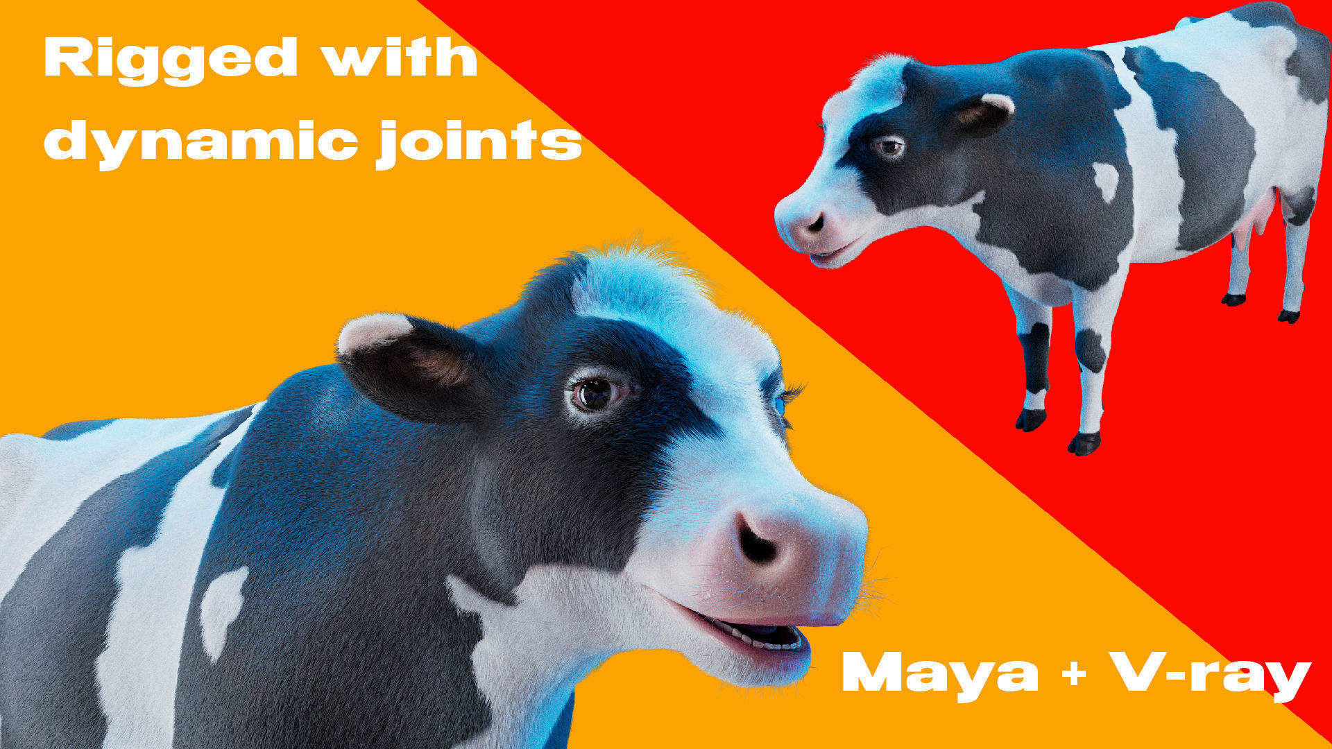 Cow Rigged Fur 3D model 3D model_0