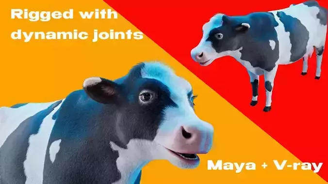 Cow Rigged Fur 3D model 3D model Cow Rigged Fur 3D model 3D model