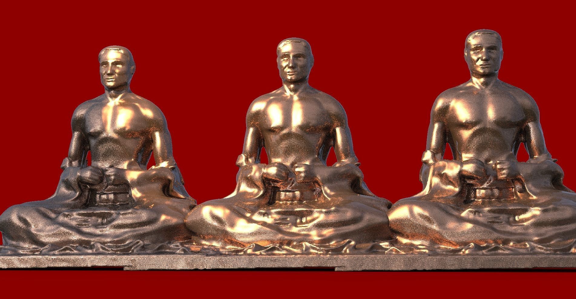 Egyptian Sitting Statue 1  3D model_1