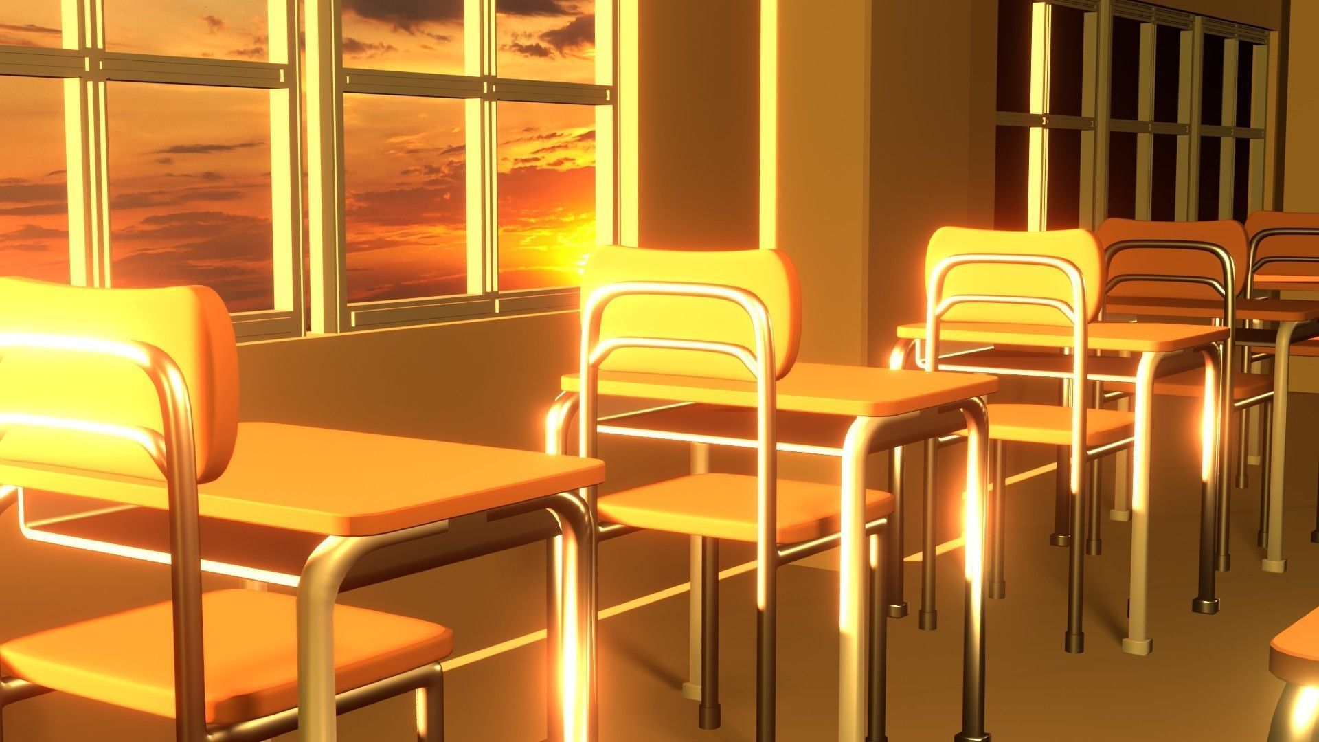 Anime Classrooom 3D model_1