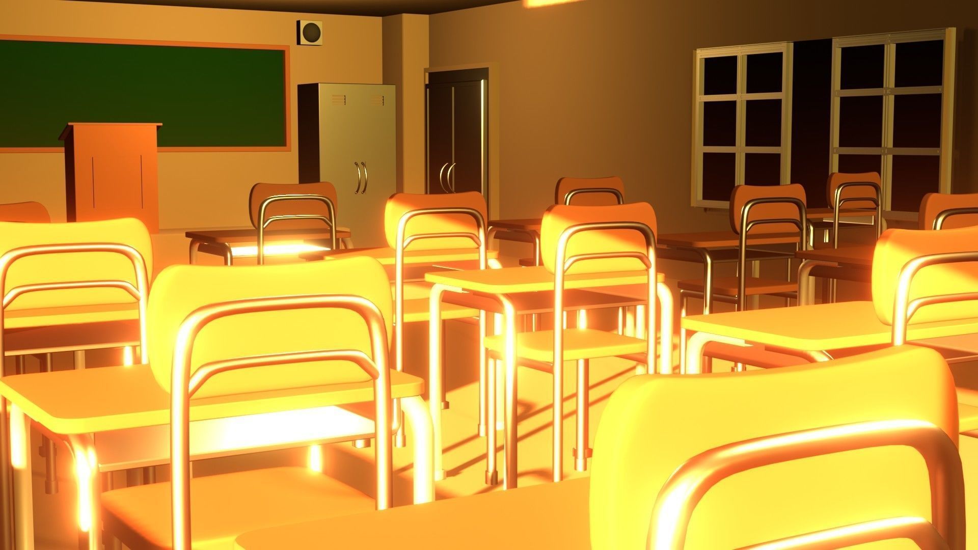 Anime Classrooom 3D model_2