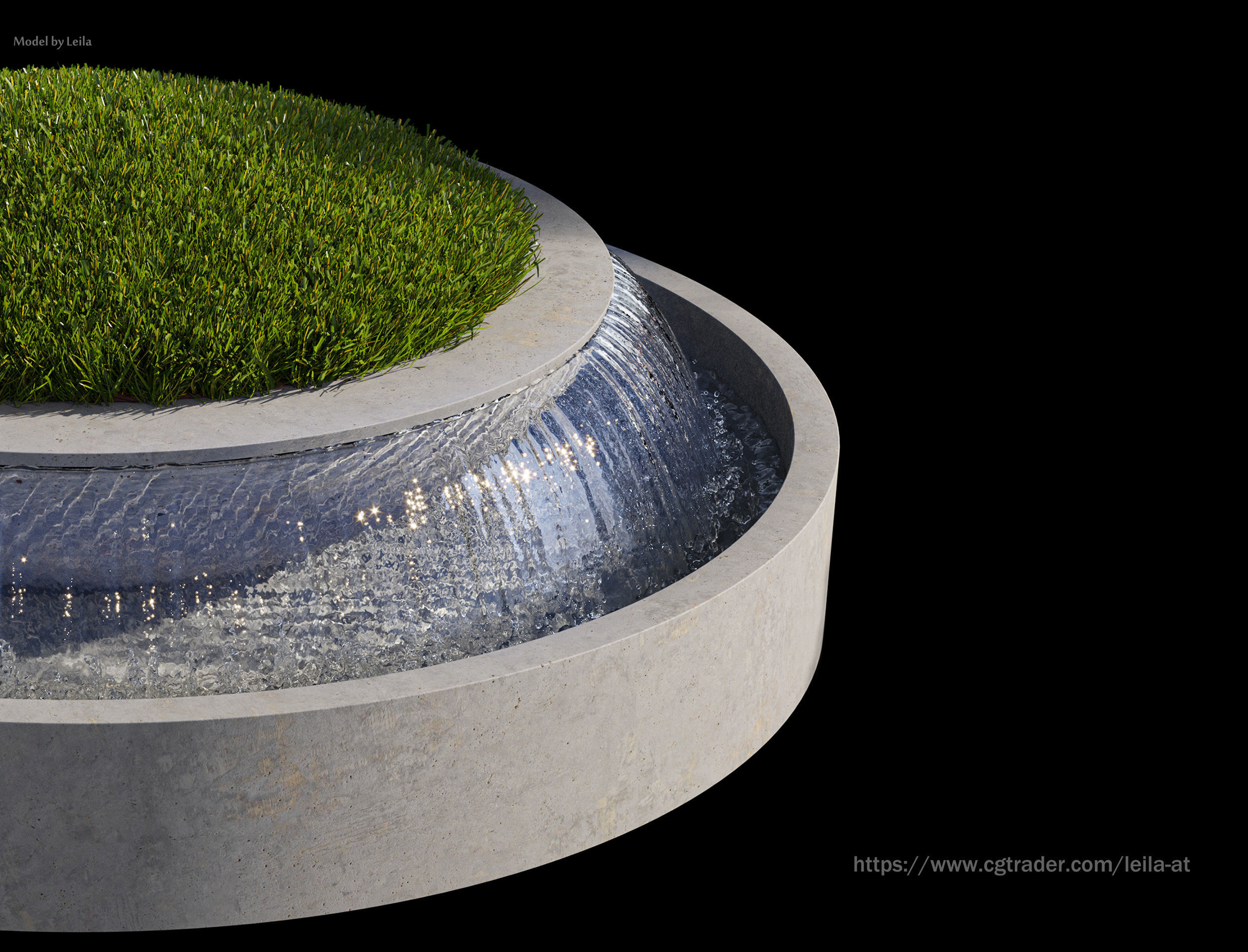 3  Waterfall fountains landscape 3D model_4