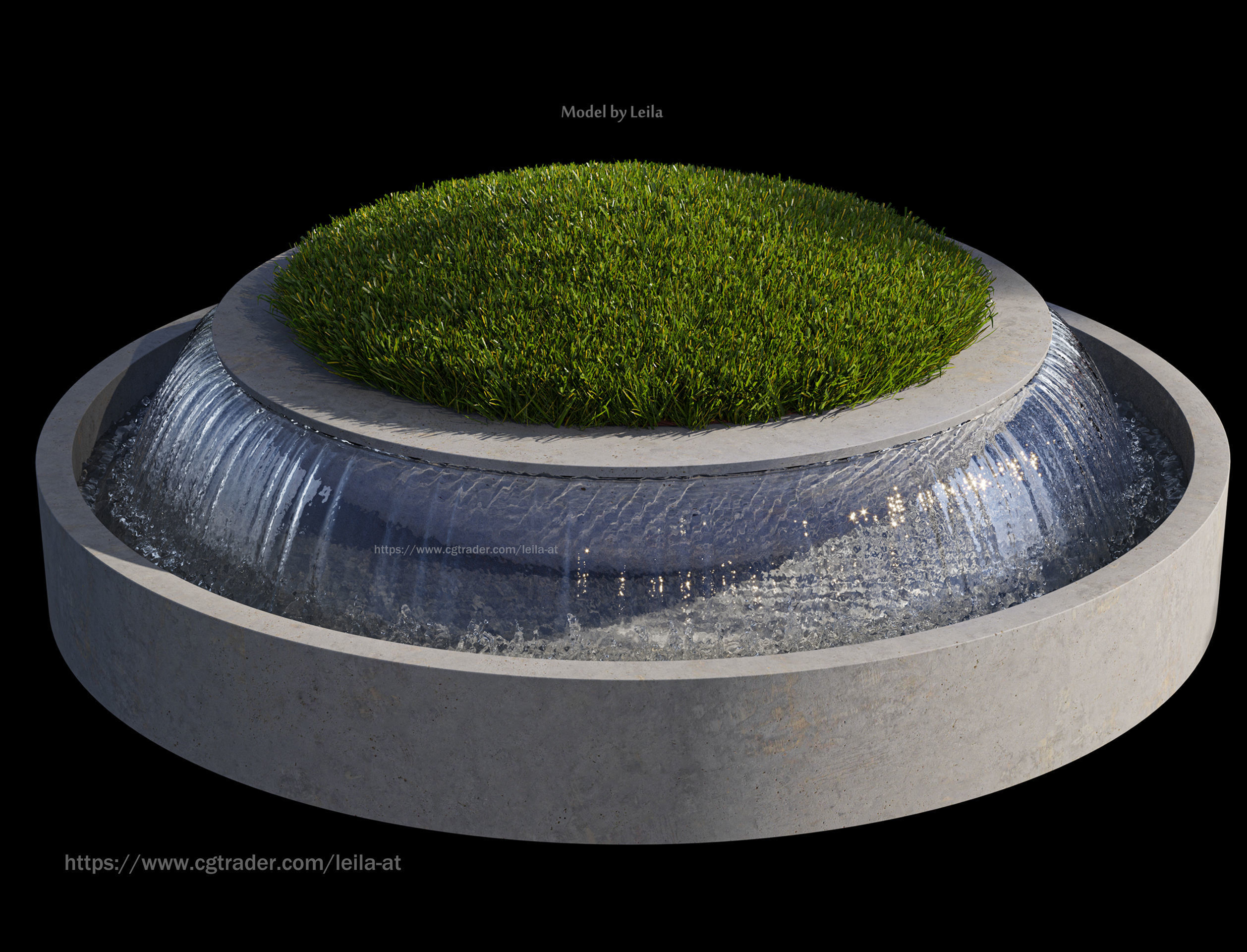 3  Waterfall fountains landscape 3D model_2