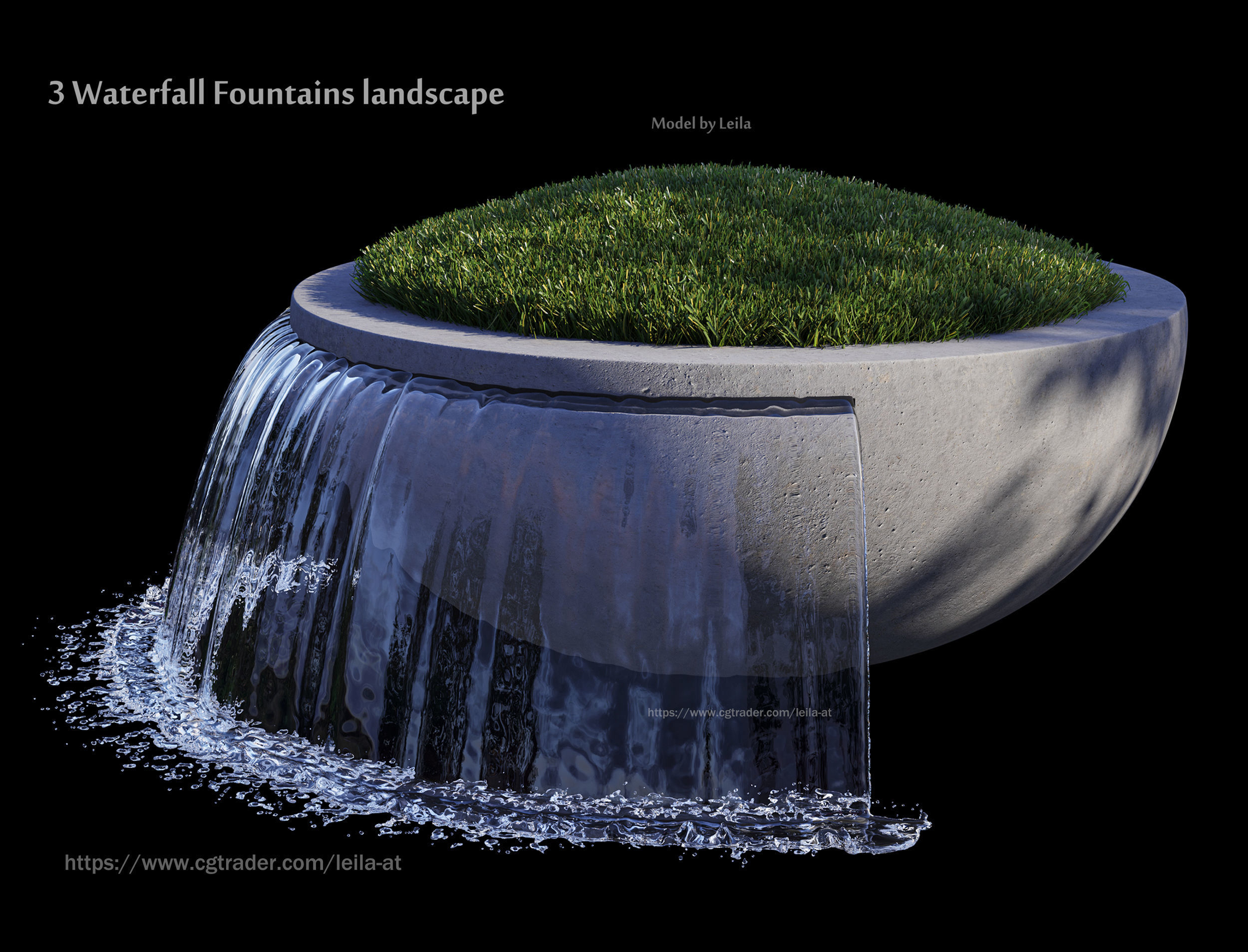 3  Waterfall fountains landscape 3D model_1