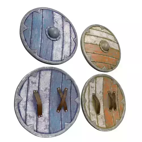 Viking Shield Wood Set Low Poly