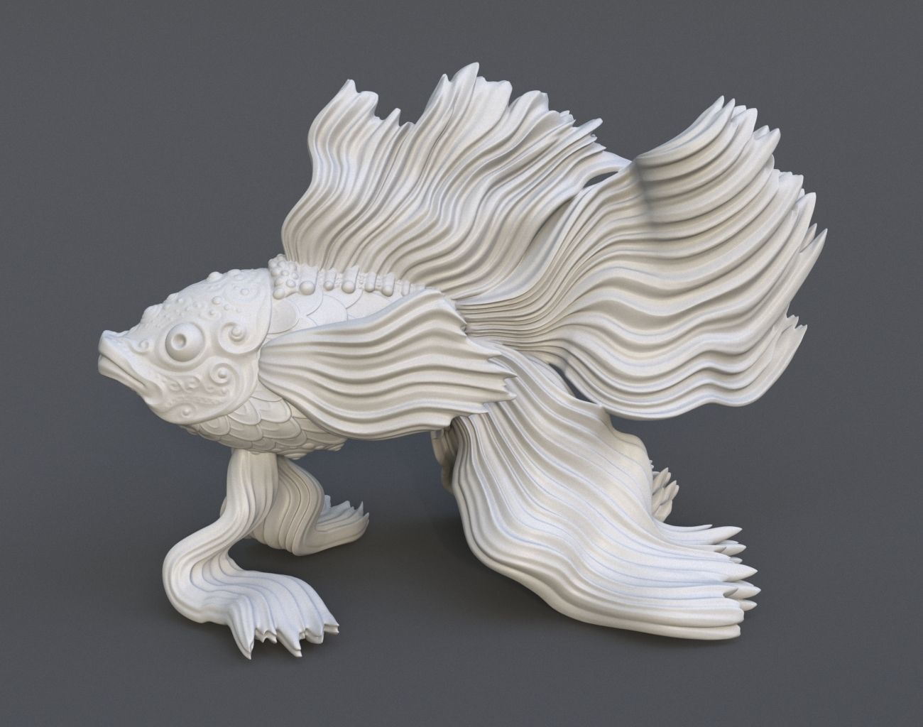 Goldfish Statue 220602 3D print model_6