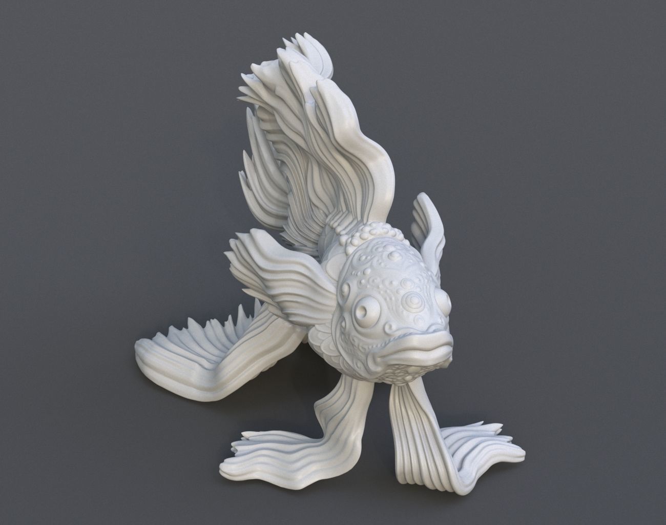 Goldfish Statue 220602 3D print model_3