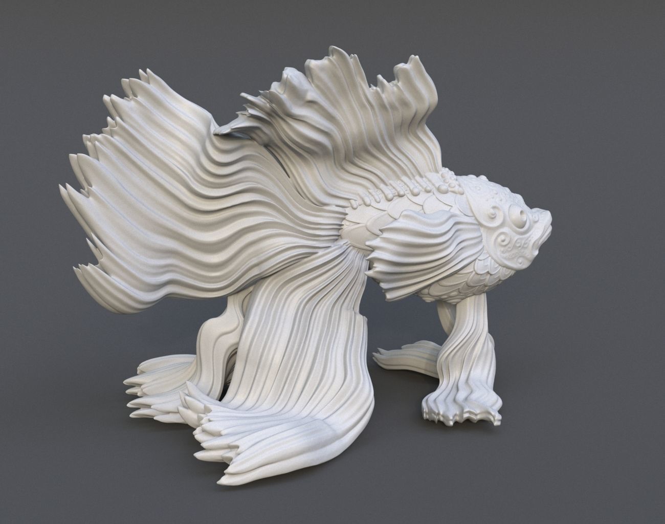 Goldfish Statue 220602 3D print model_9