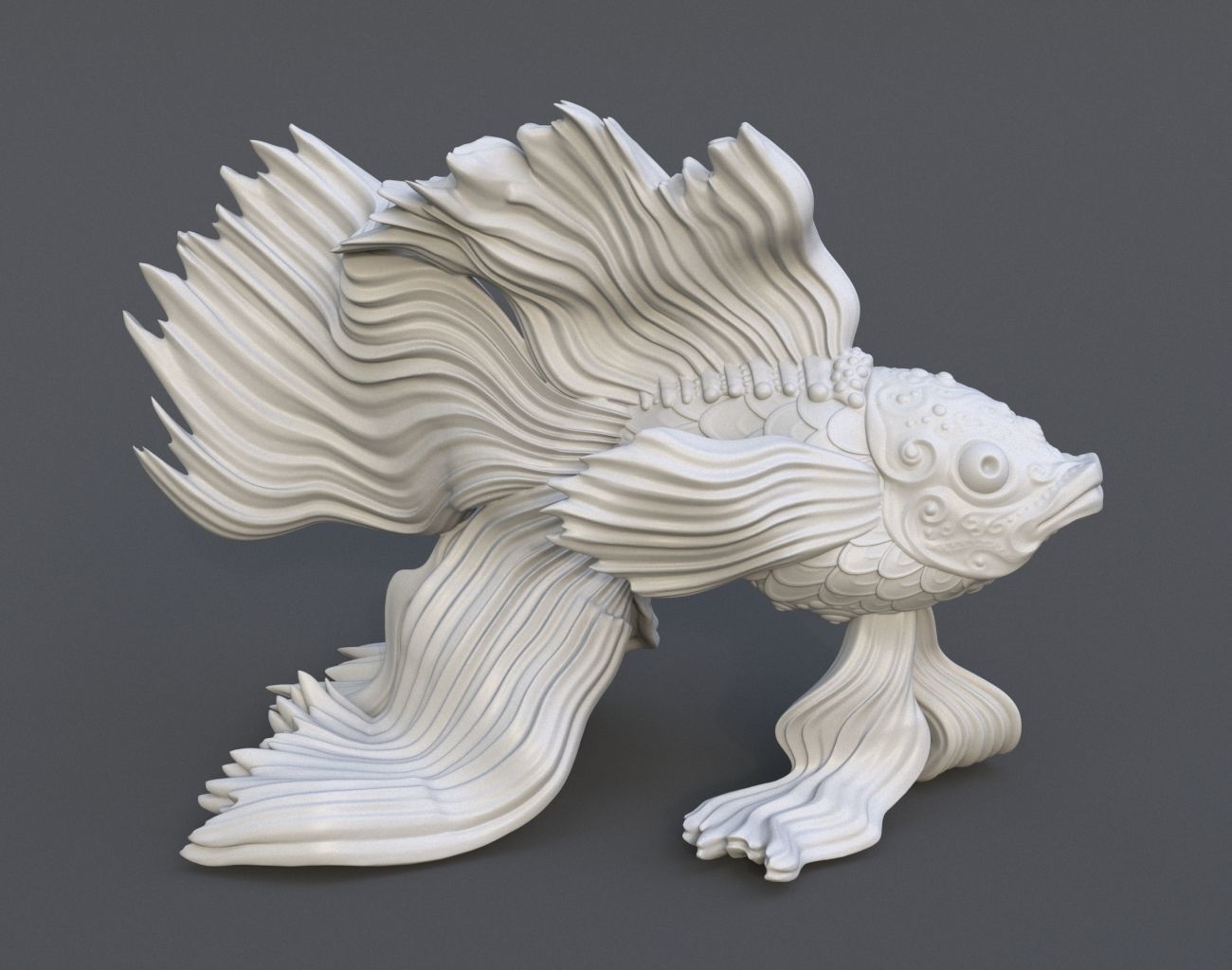 Goldfish Statue 220602 3D print model_1