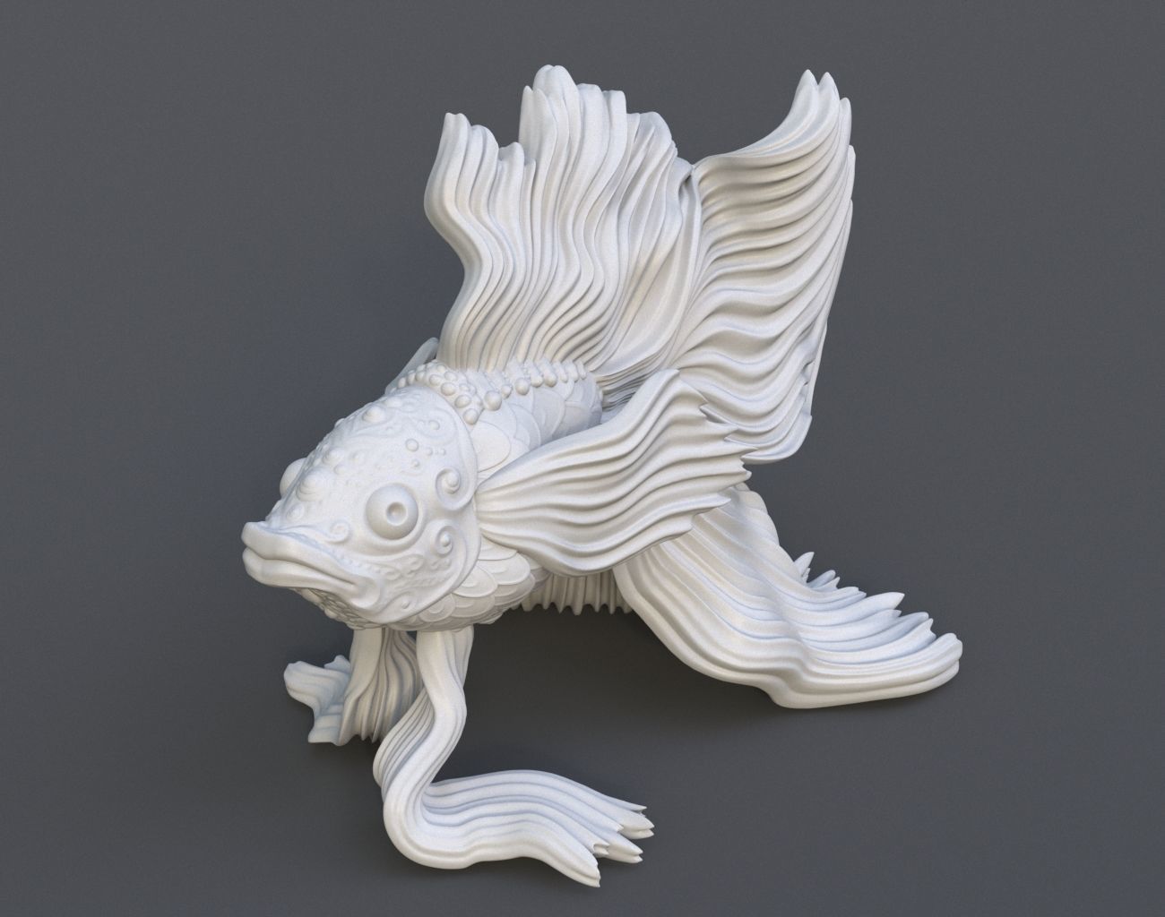 Goldfish Statue 220602 3D print model_5