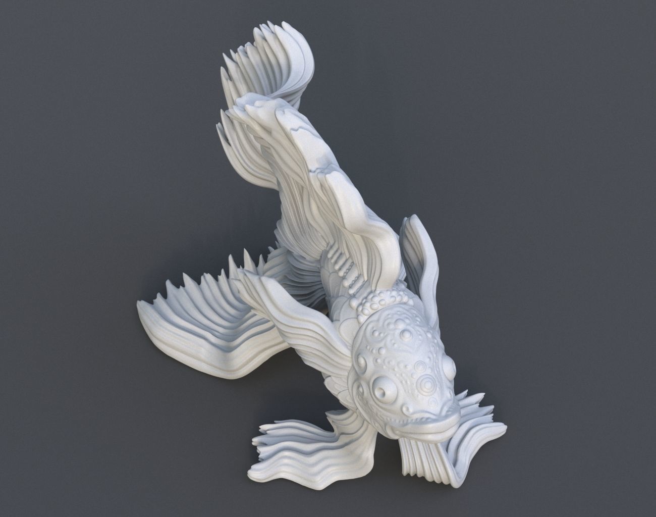 Goldfish Statue 220602 3D print model_12