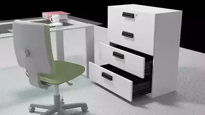 Japanese Office Steel Cabinet  With Movable Drawer