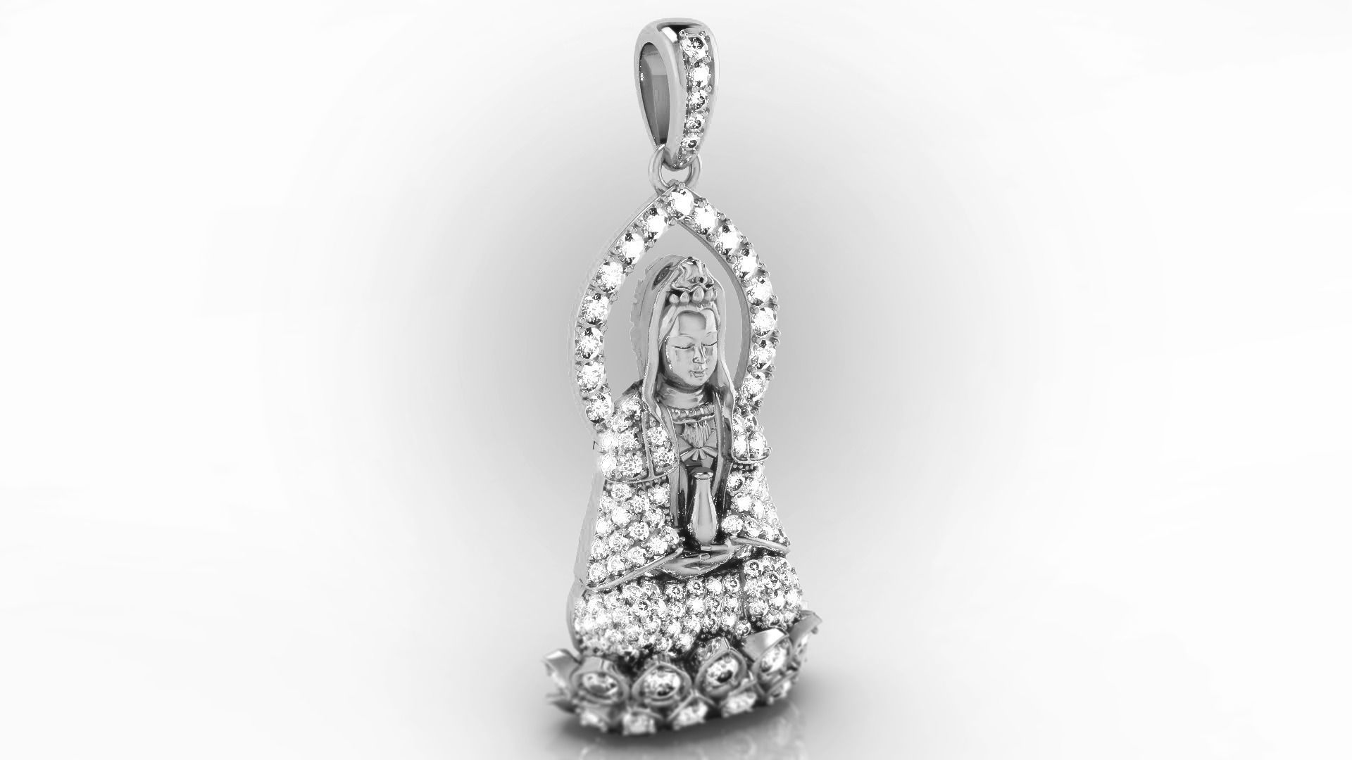 Buddha Guan Yin Pendant 3D print model_5