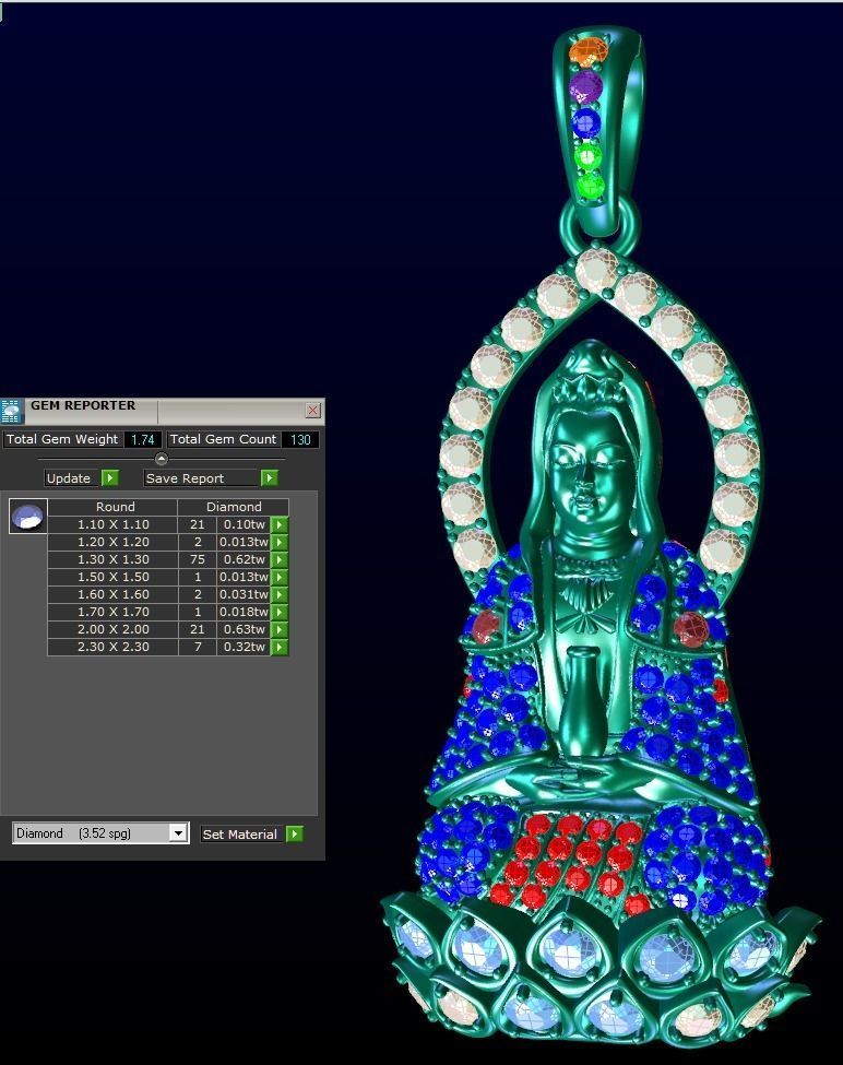 Buddha Guan Yin Pendant 3D print model_7