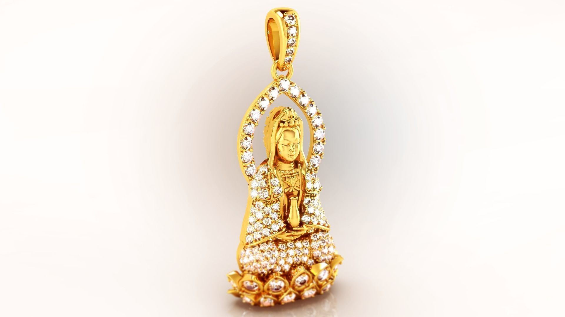 Buddha Guan Yin Pendant 3D print model_4