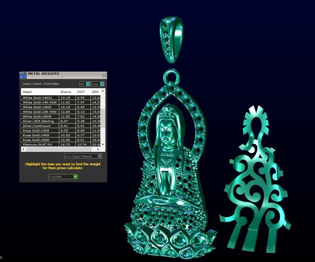 Buddha Guan Yin Pendant 3D print model_6