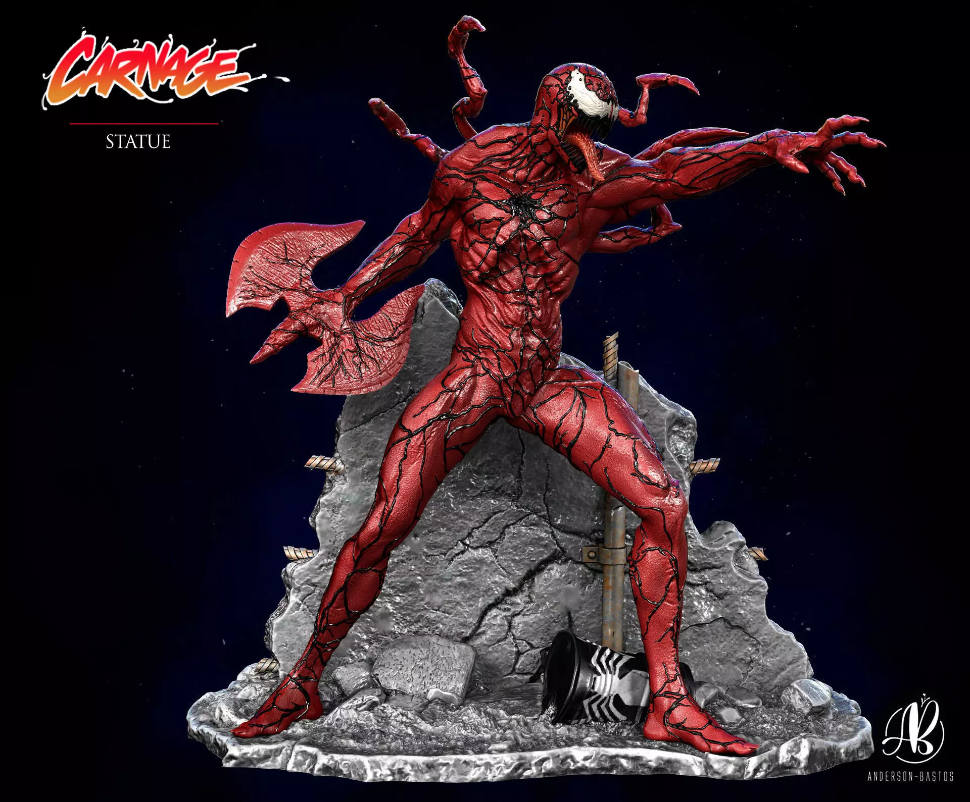 CARNAGE venom statue 3D print model_0