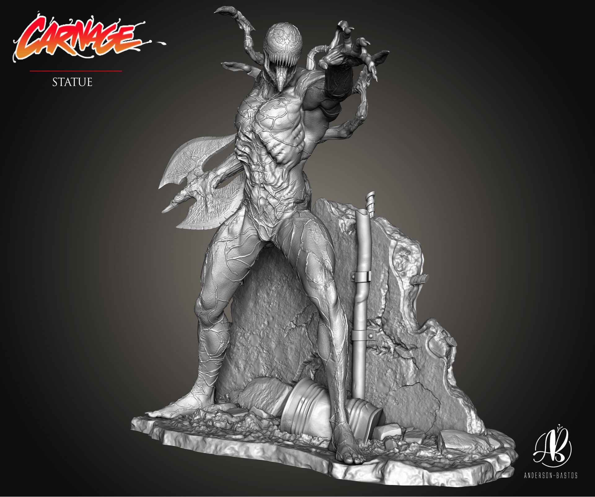 CARNAGE venom statue 3D print model_4