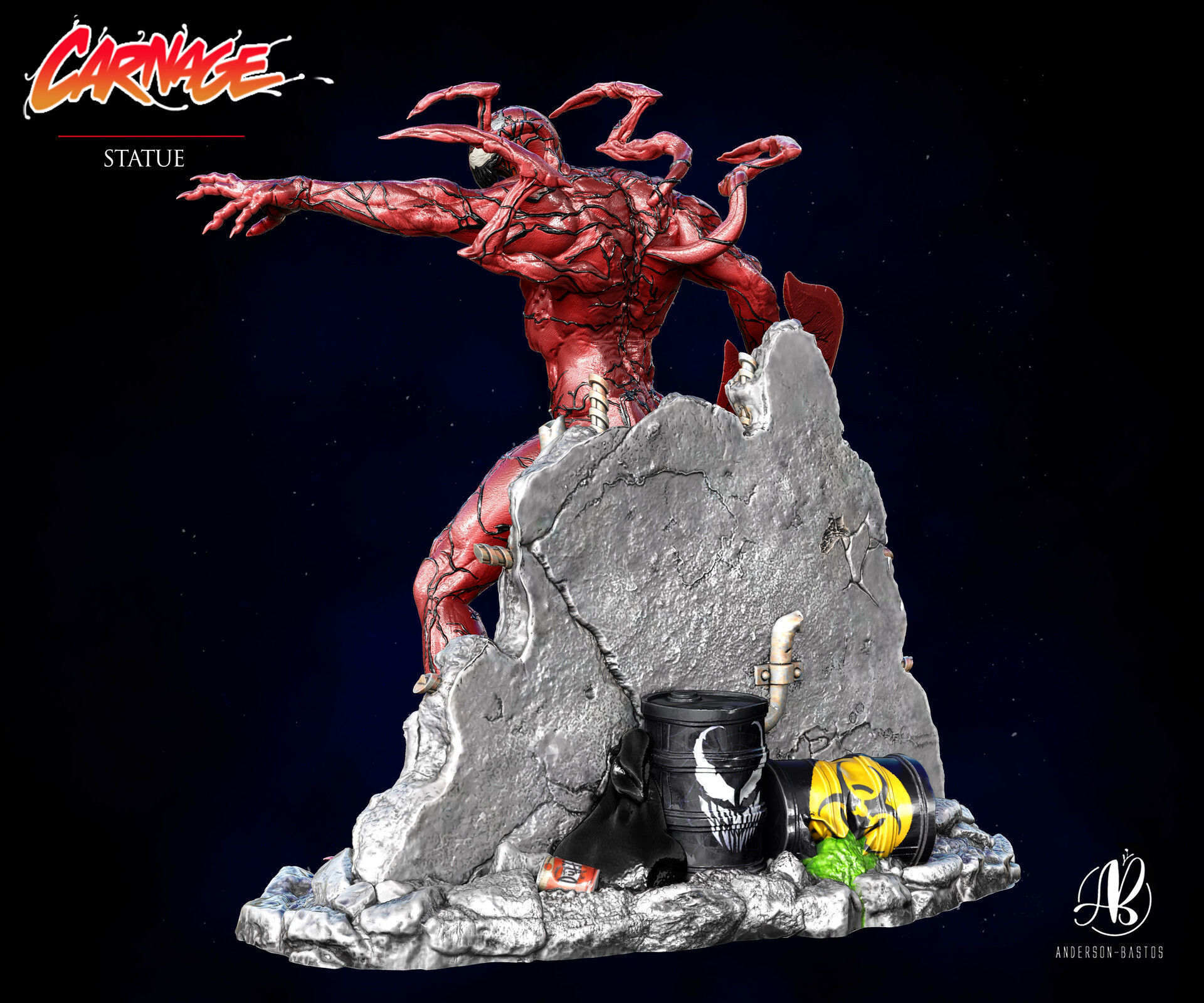 CARNAGE venom statue 3D print model_2