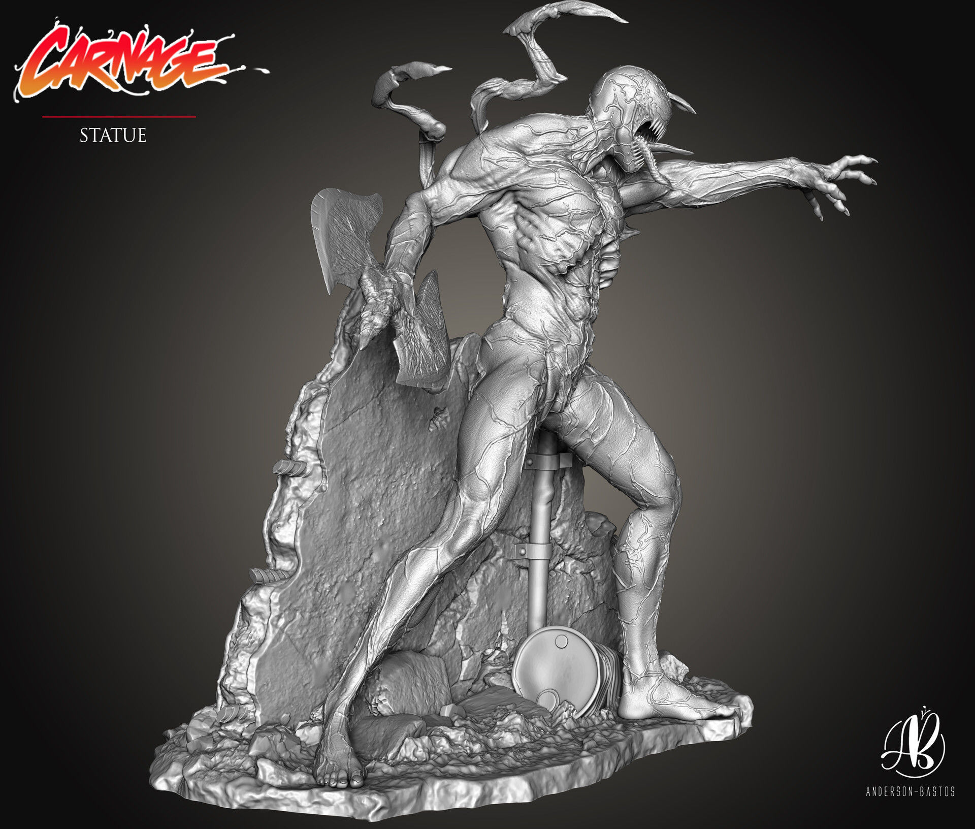 CARNAGE venom statue 3D print model_6