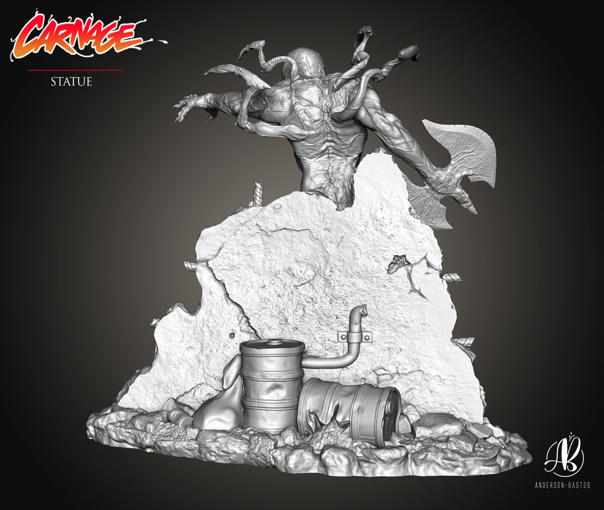 CARNAGE venom statue 3D print model_5