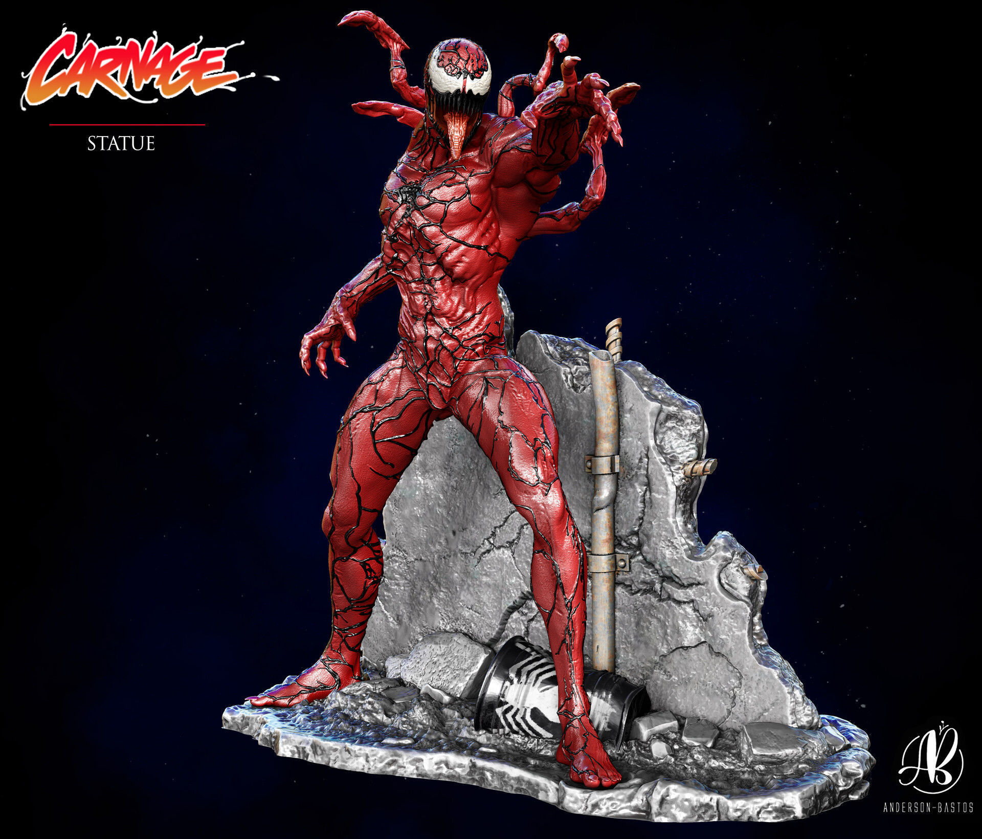 CARNAGE venom statue 3D print model_1