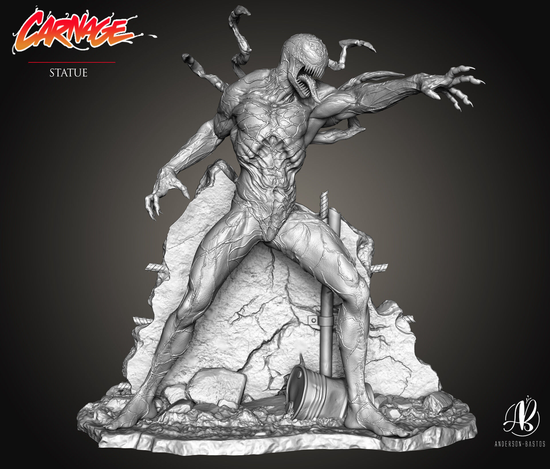 CARNAGE venom statue 3D print model_7