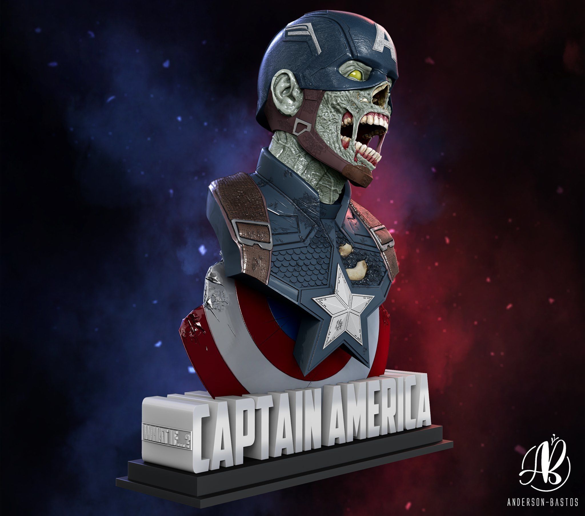 Captain America Zombie 3D print model_1