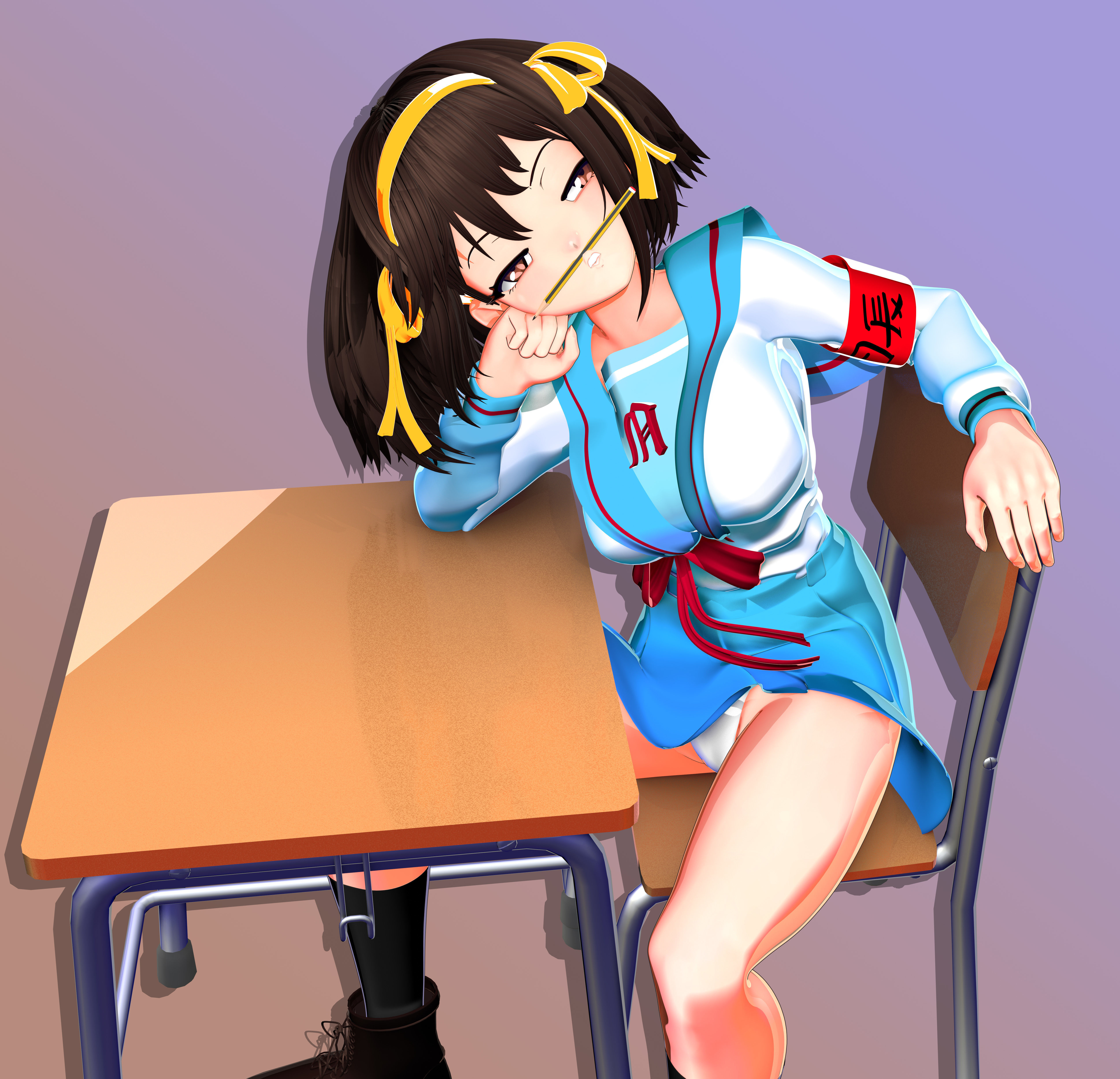 Suzumiya Haruhi from The melancholy of Haruhi Suzumiya Free 3D model_1