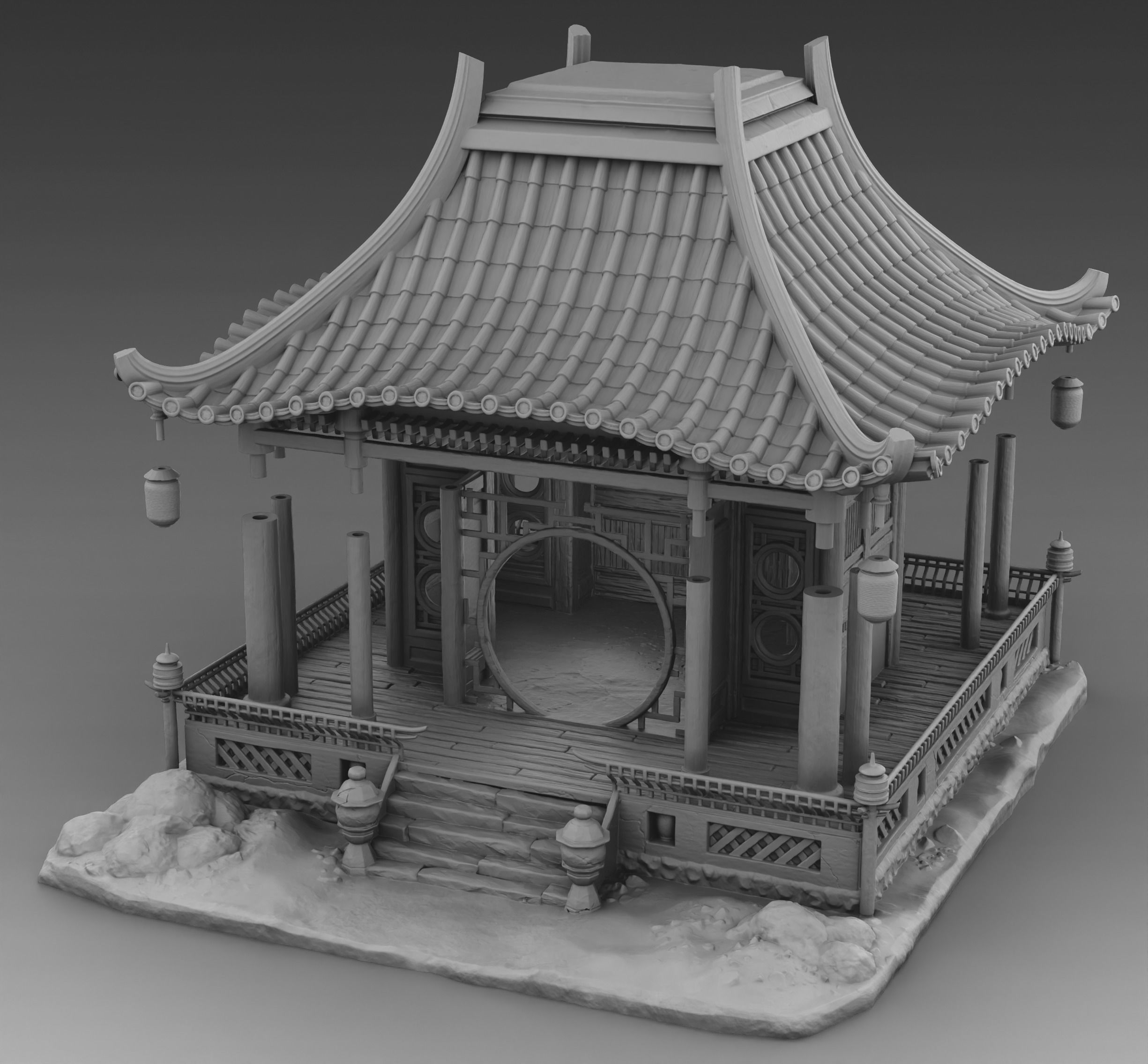 Chinese summerhouse 3D print model_3
