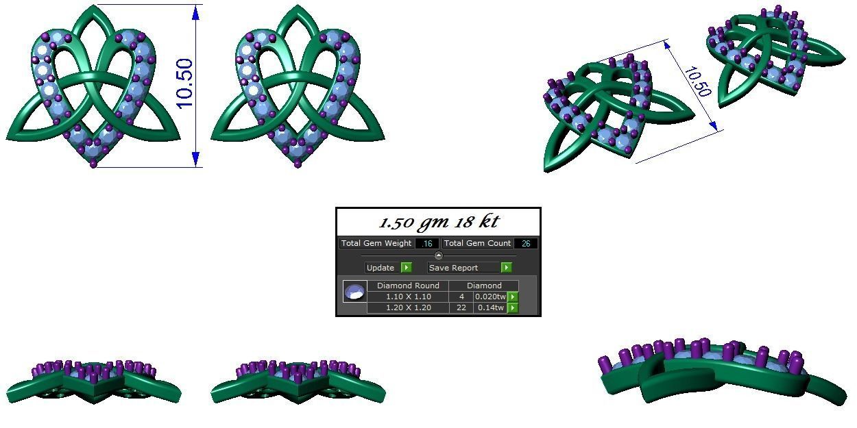 Pendant Earrings Combo 3D print model_1