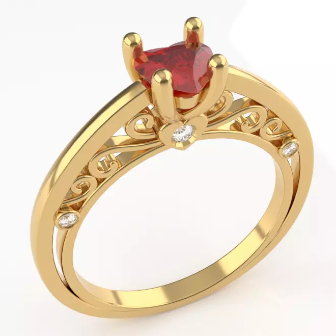 Engagement Ring Lovely Heart Gem 3D print model