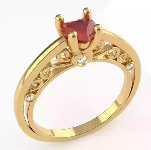 Engagement Ring Lovely Heart Gem