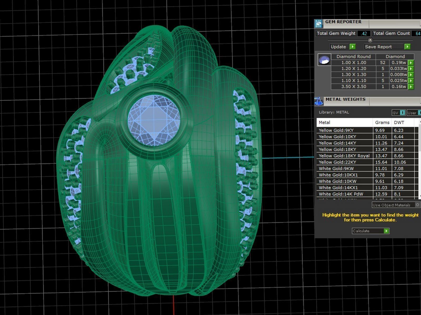 ALLAH gold ring with diamonds 3D print model_6