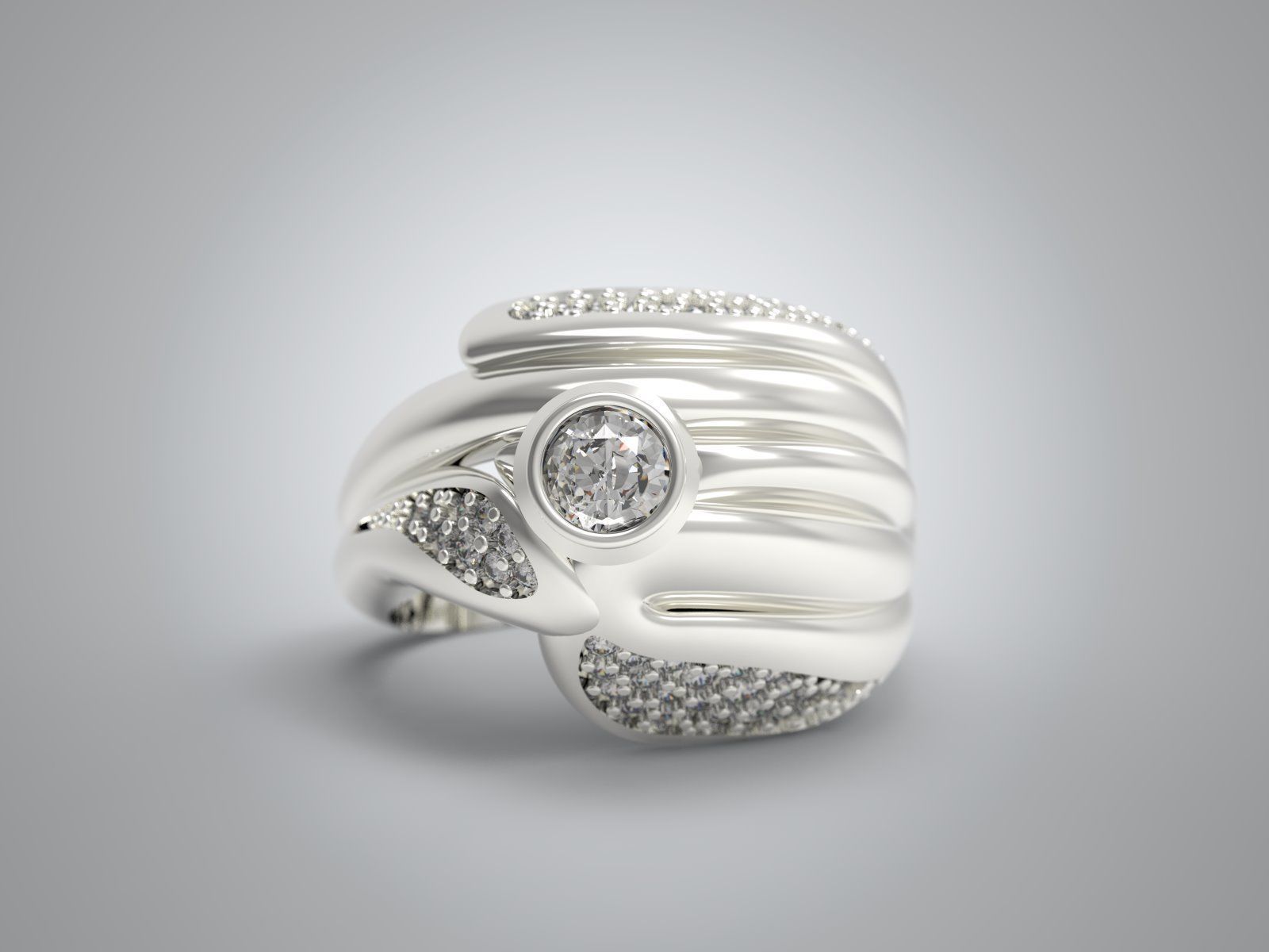 ALLAH gold ring with diamonds 3D print model_2