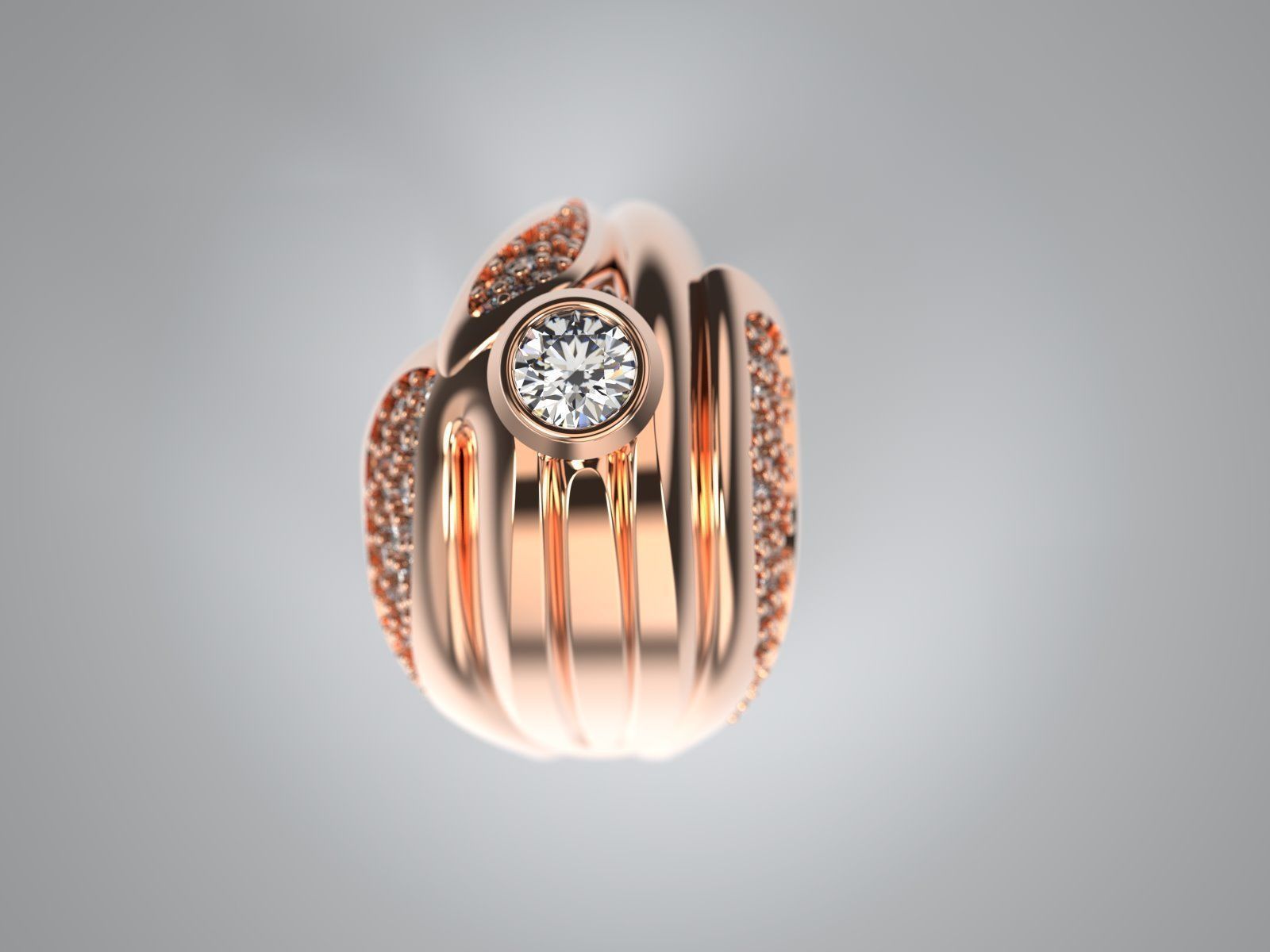 ALLAH gold ring with diamonds 3D print model_3